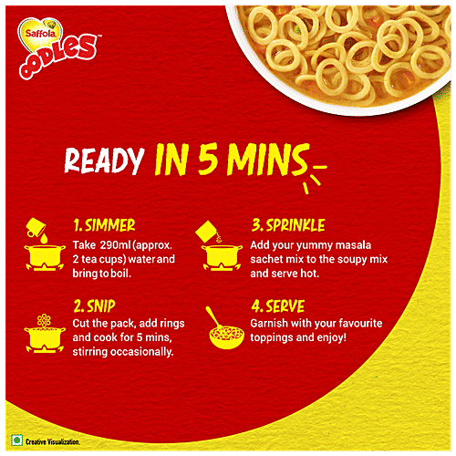 Saffola Oodles Instant Noodles - No Maida, Yummy, Masala Flavour, 53 g Pouch