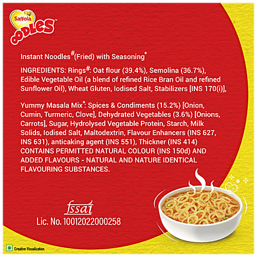 Saffola Oodles Instant Noodles - No Maida, Yummy, Masala Flavour, 53 g Pouch