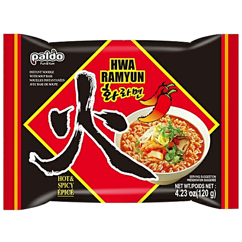 Paldo Hwa Ramyun Spicy Korean Noodles, 120 g Pouch Spicy Korean Noodles
 Authentic Korean Flavour