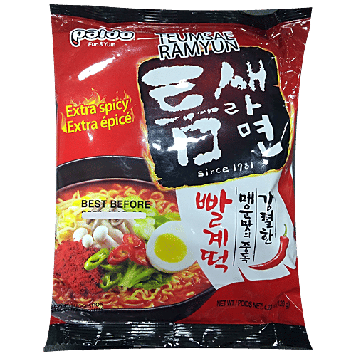 Paldo Teumsae Ramyun Spicy Korean Noodles, 120 g Pouch 