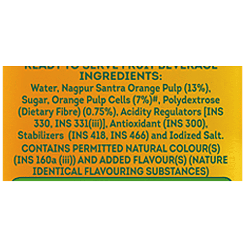 B Natural Nagpur Orange Juice - Goodness Of fiber, 300 ml