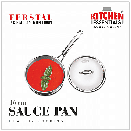 Buy Kitchen Essentials Triply Stainless Steel Sauce Pan With SS Lid, 16 cm Online at Best