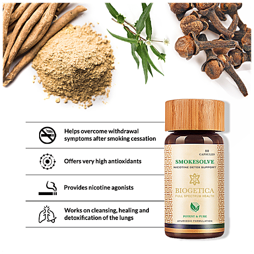 Biogetica Smoksolve Capsules - Lungs Detox, Anti Nicotin, 80 pcs  