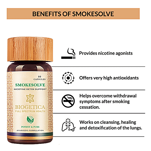 Biogetica Smoksolve Capsules - Lungs Detox, Anti Nicotin, 80 pcs  