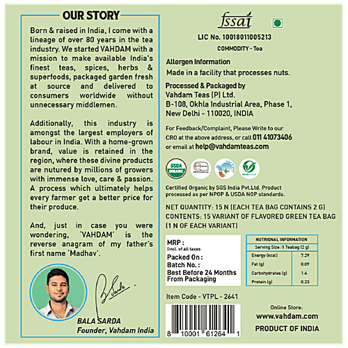 Buy Vahdam Organic Green Tea Sampler Pack Top Selling Green Teas For