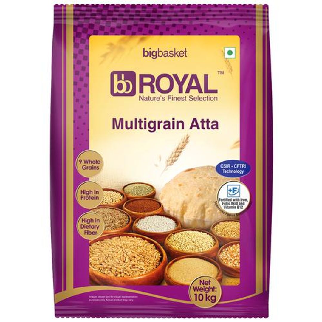 BB Royal Atta With 9 Multigrain - High-Fibre & High Protein Soft Rotis, Fortified, 10 kg 