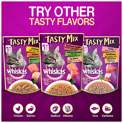 Buy Whiskas Tasty Mix Wet Cat Food Seafood Cocktail Wakame Seaweed In