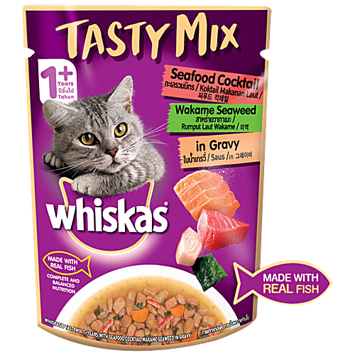 Buy Whiskas Tasty Mix Wet Cat Food Seafood Cocktail Wakame Seaweed In