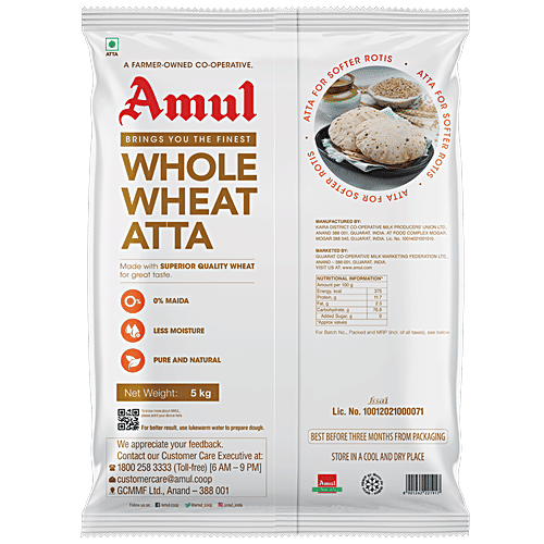 Amul Whole Wheat Atta, 5 kg  