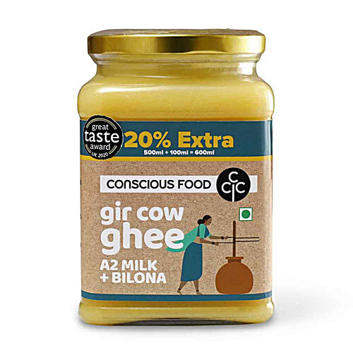 Buy Conscious Food Gir Cow Ghee Rich In Fatty Acids, High In Protein, Intense Aroma, Taste