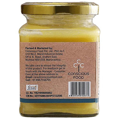 Conscious Food Gir Cow Ghee - Rich In Fatty Acids, High In Protein, Intense Aroma, Taste, 200 ml  