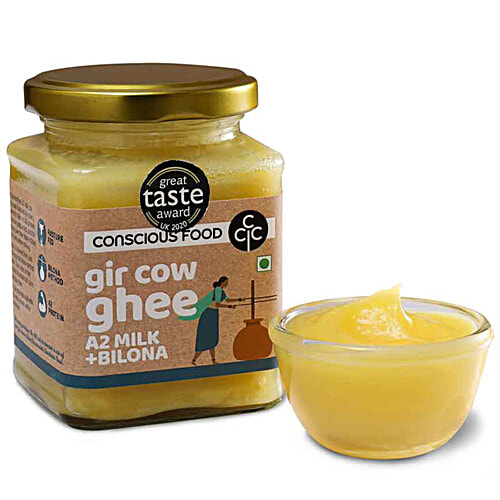 Conscious Food Gir Cow Ghee - Rich In Fatty Acids, High In Protein, Intense Aroma, Taste, 200 ml  