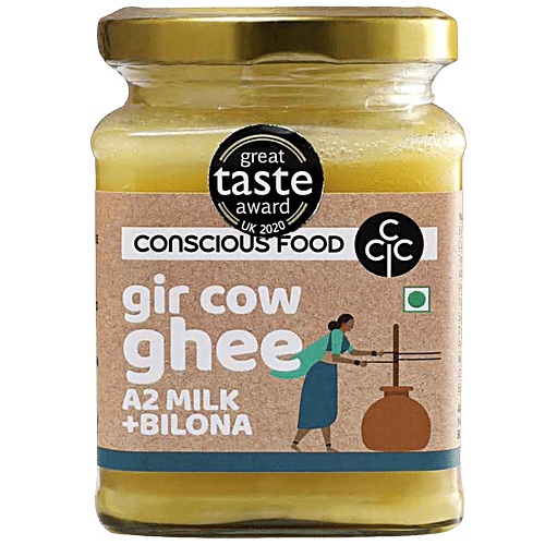 Conscious Food Gir Cow Ghee - Rich In Fatty Acids, High In Protein, Intense Aroma, Taste, 200 ml  