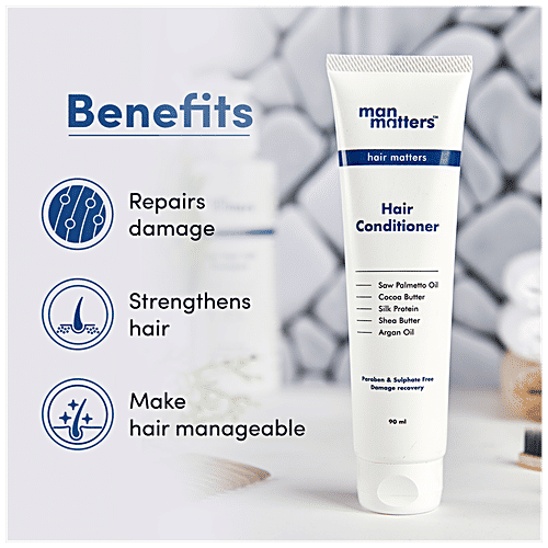 Man Matters Hair Conditioner - Infused With Shea butter & Argan Oil, Repairs Dry, Damaged Hair, 90 ml  