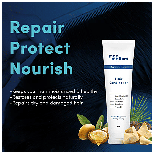 Man Matters Hair Conditioner - Infused With Shea butter & Argan Oil, Repairs Dry, Damaged Hair, 90 ml  