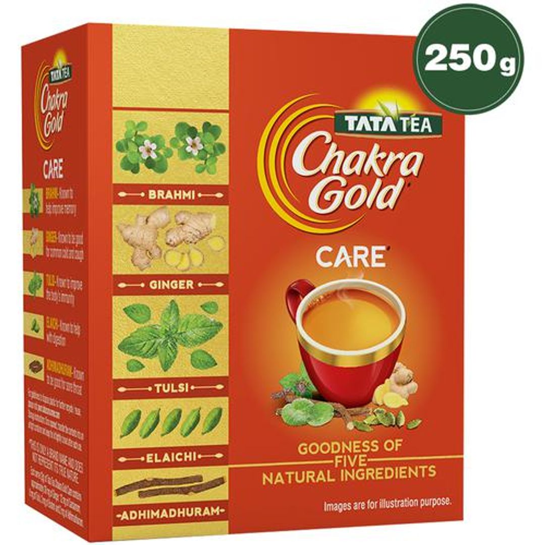 Tata Tea Chakra Gold Care Flavoured Tea - Brahmi, Ginger, Tulsi, Elaichi & Adhimadhuram, 250 g Carton