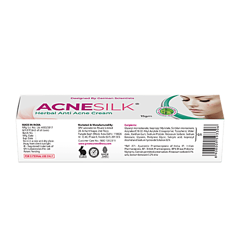 Green Cure Acnesilk - Herbal Anti Acne & Pimple Cream, 15 g  