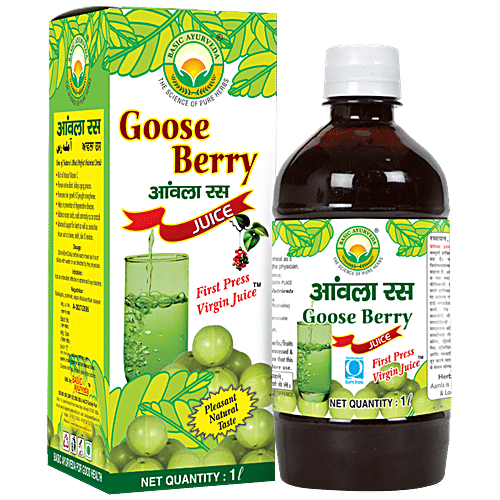 Basic Ayurveda Goose Berry/ Amla Ras Juice - Organic Herbal, Supports Heart & Eyesight, 1 L  