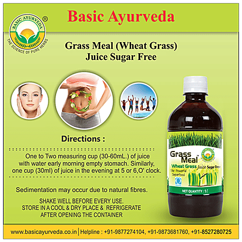 Buy Basic Ayurveda Wheat Grass Juice SugarFree, 100 Organic