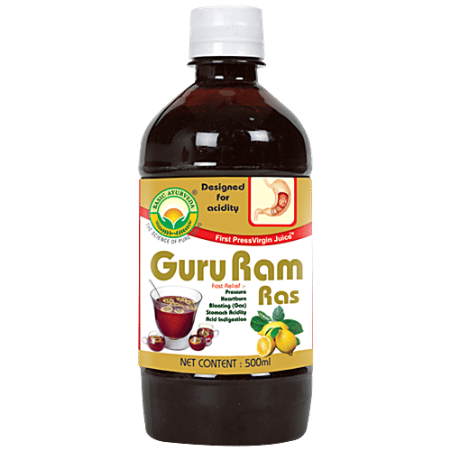 Basic Ayurveda Guru Ram Ras Juice - Organic Herbal, Improves Digestion & Acidity, 500 ml  