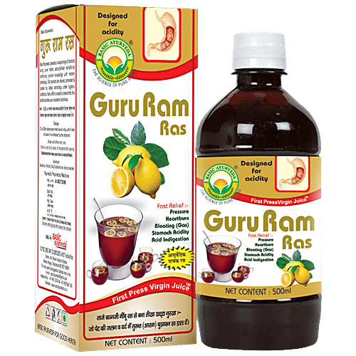 Basic Ayurveda Guru Ram Ras Juice - Organic Herbal, Improves Digestion & Acidity, 500 ml  