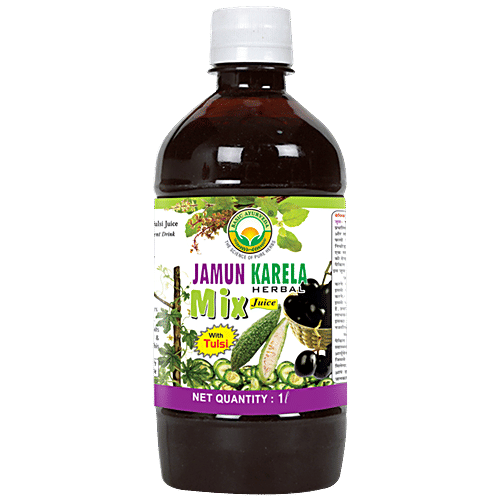 Basic Ayurveda Jamun Karela Mix Juice - Organic Herbal, Useful in Spleen Enlargement & Improves Digestion, 1 L  