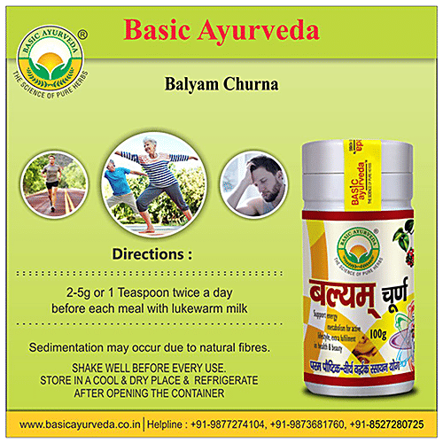 Buy Basic Ayurveda Balyam Churna Support Sperm Health, Female Egg