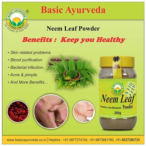 Buy Basic Ayurveda Neem Leaf Powder - Treating Chicken Pox & Small Pox ,  Reduce Hair Loss | Improve Skin Tone | Improve Body Mechanism |  Antipyretic. Online at Best Price of Rs 160 - bigbasket