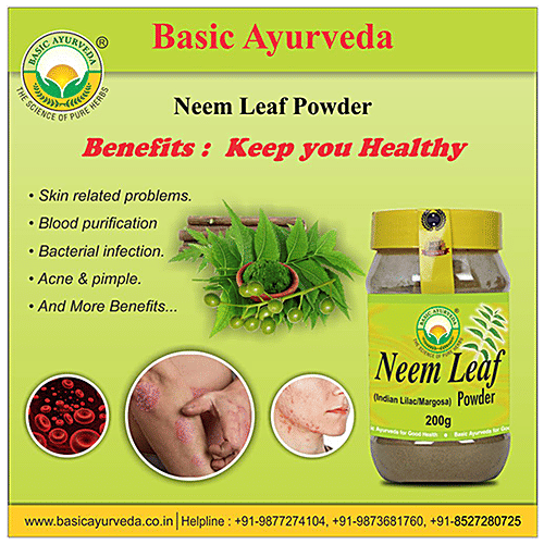 Buy Basic Ayurveda Neem Leaf Powder Treating Chicken Pox & Small Pox