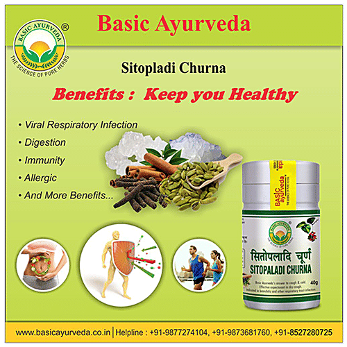 Buy Basic Ayurveda Sitopladi Churna Helpful In Cold & Cough