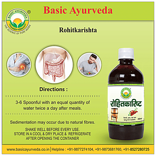 Buy Basic Ayurveda Rohitakarishta Syrup Relieves Irritable Bowel