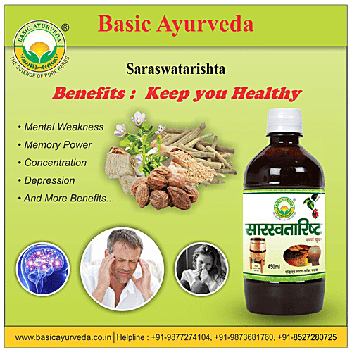 Buy Basic Ayurveda Saraswatarishta Syrup Improve Concentration