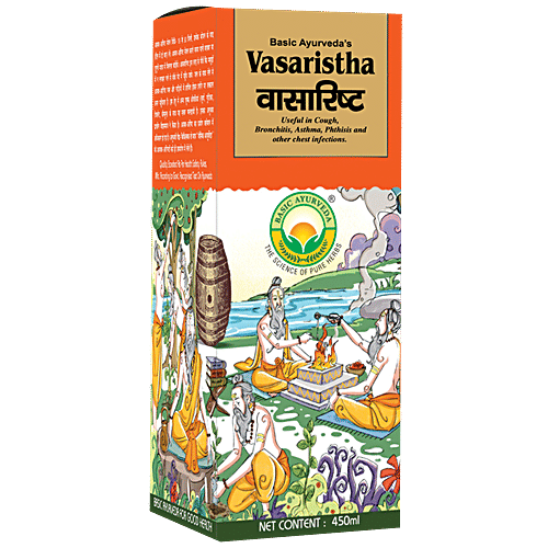 Basic Ayurveda Vasaristha Syrup -  Useful in Cough, Throat Infection, Respiratory Health, 450 ml  