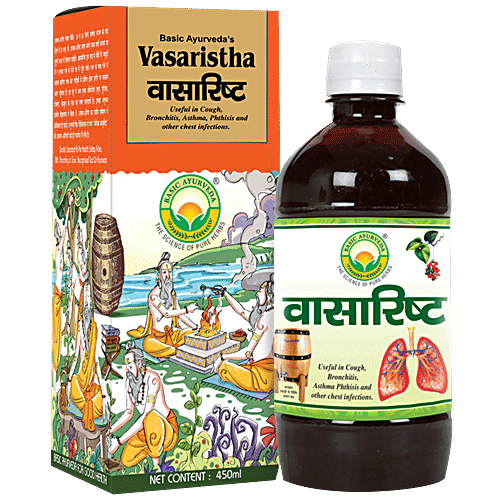 Basic Ayurveda Vasaristha Syrup -  Useful in Cough, Throat Infection, Respiratory Health, 450 ml  