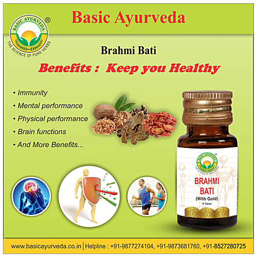 Buy Basic Ayurveda Brahmi Bati Tablets Improves Mental, Physical