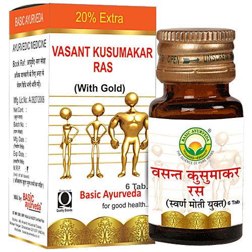 Buy Basic Ayurveda Vasant Kusumakar Ras Tablets Improves Muscle
