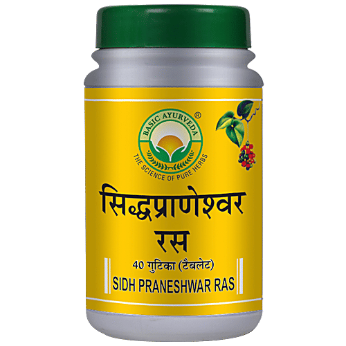Basic Ayurveda Sidh Praneshwar Ras Tablets - Helpful in Diarrhoea & Digestive Issues, 40 pcs