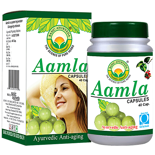 Buy Basic Ayurveda Aamla Capsules Vitamin C Supplement, For Hair