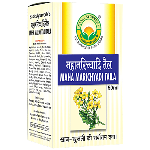 Basic Ayurveda Maha Marichyadi Taila - Relieves Itch, Ideal For Skin Conditions, 50 ml