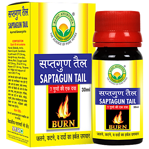 Buy Basic Ayurveda Saptagun Tail Ayurvedic Oil For Burns, Cuts & Pain