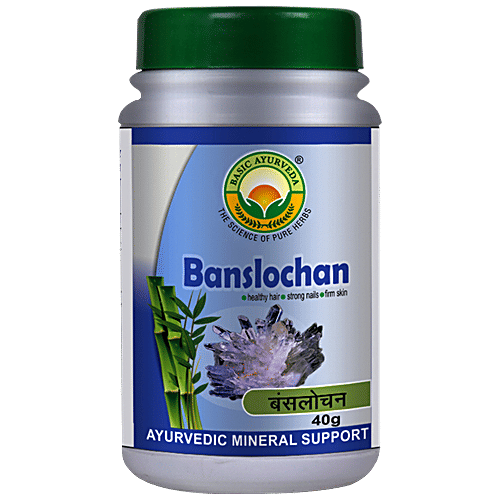 Basic Ayurveda Banslochan Powder - Ayurvedic Minerals Support For Hair, Nails & Skin, 40 g  