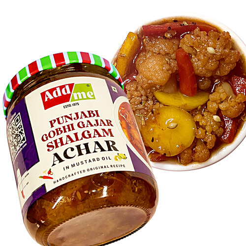 Add me Gobhi Gajar Shalgam Pickle in Mustard Oil, 600 g Glass Jar 