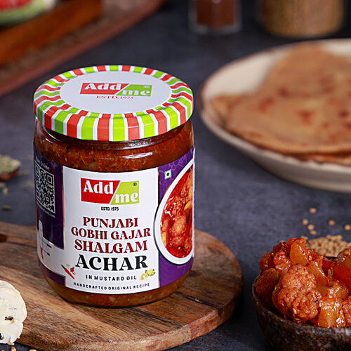 Add me Gobhi Gajar Shalgam Pickle in Mustard Oil, 600 g Glass Jar 