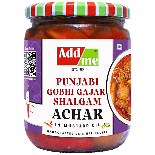 Add me Gobhi Gajar Shalgam Pickle in Mustard Oil, 600 g Glass Jar 