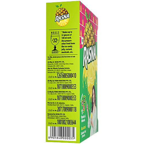 Rasna Fruit Fun - American Pineapple, 32 Glasses, 61 g Mono Carton 