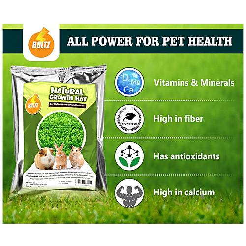 Boltz Growth Hay For Rabbits, Guinea Pigs & Hamsters, 600 g  