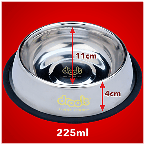 Drools Stainless Steel Feeding Bowl For Cats, 225 ml  