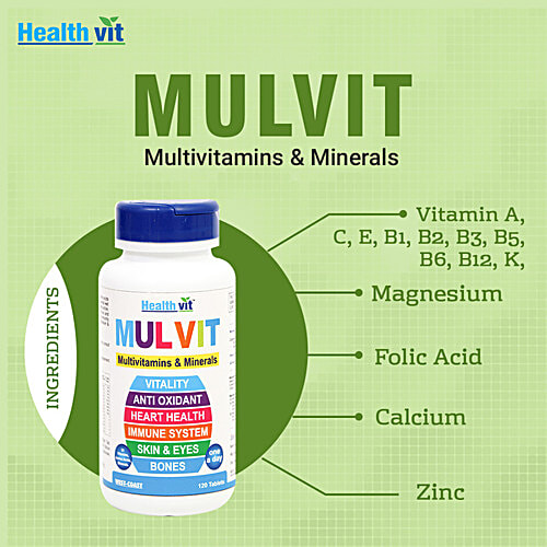 Healthvit Health Supplement - Mulvit Multivitamins and Minerals Tablets, 60 pcs