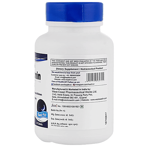 Healthvit Health Supplement- Melatonin Tablets, 10 mg, 60 pcs  