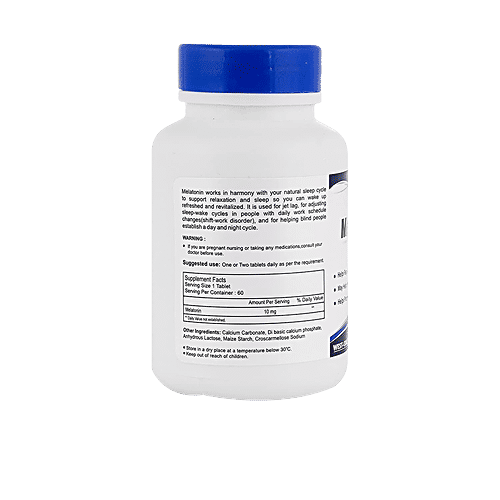 Healthvit Health Supplement- Melatonin Tablets, 10 mg, 60 pcs  